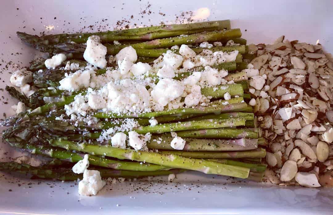 Asparagus with Almonds & Feta/Goat Cheese