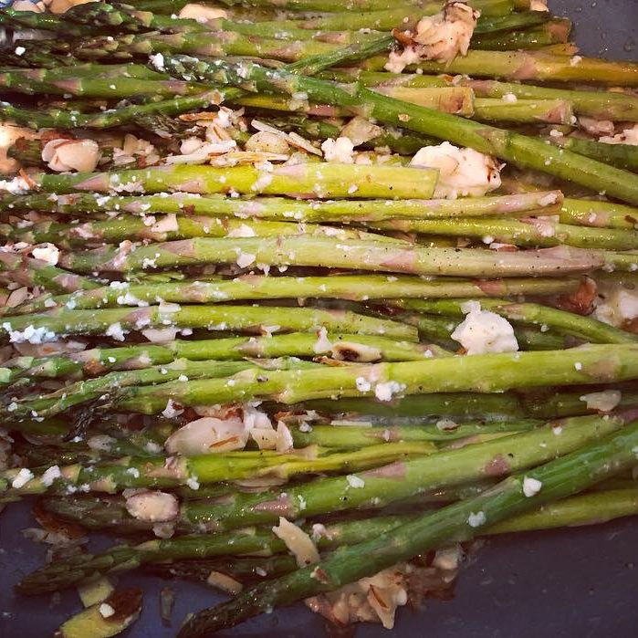 Asparagus with Almonds & Feta/Goat Cheese Asparagus with Almonds & Feta/Goat Cheese