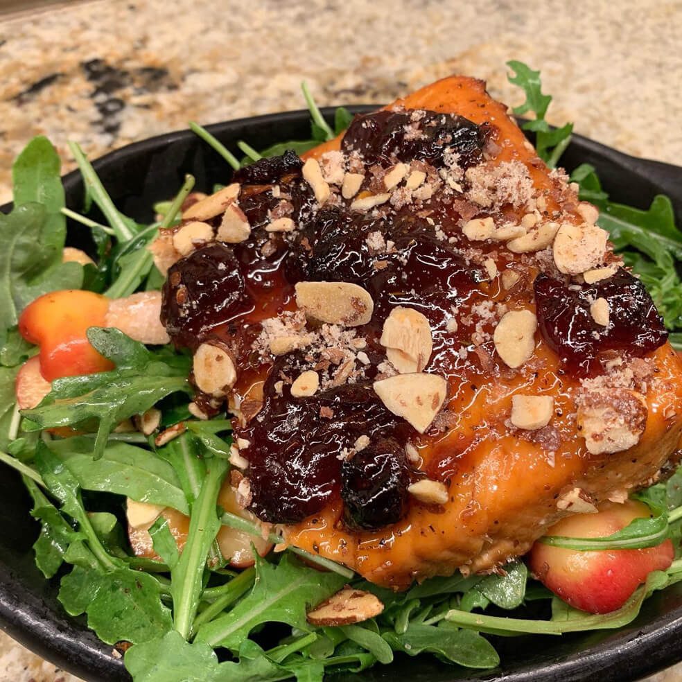 Cherry Ginger Glazed Alaskan King Salmon